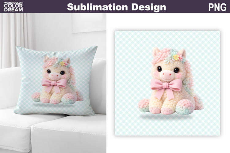 Cute Pastel Horse Pillow | Nursery Sublimation
