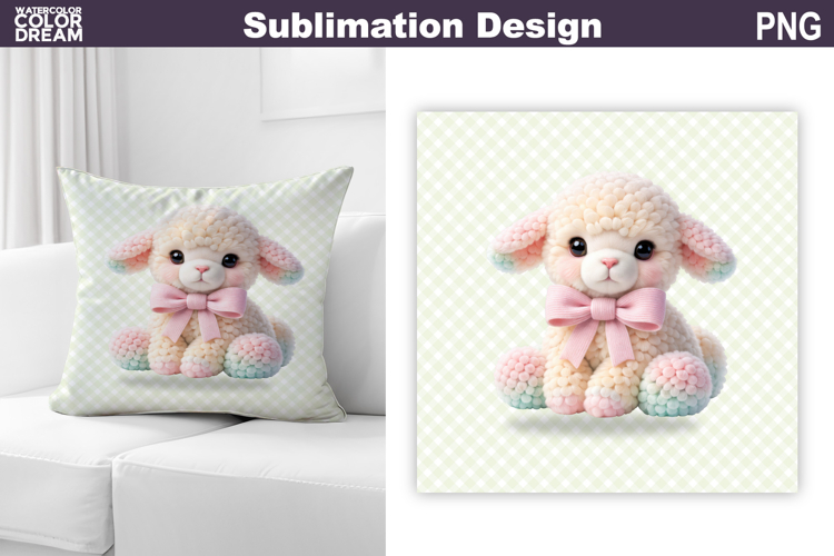 Cute Pastel Lamb Pillow | Nursery Sublimation