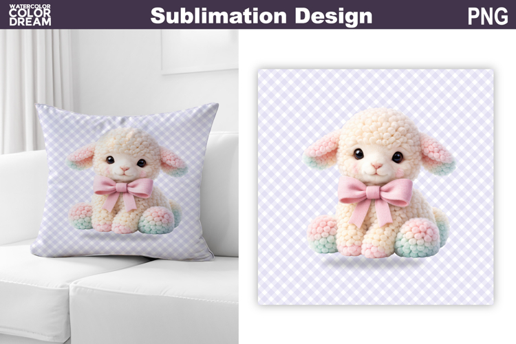 Cute Pastel Lamb Pillow | Nursery Sublimation