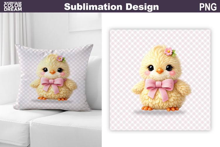 Cute Pastel Chick Pillow | Nursery Sublimation