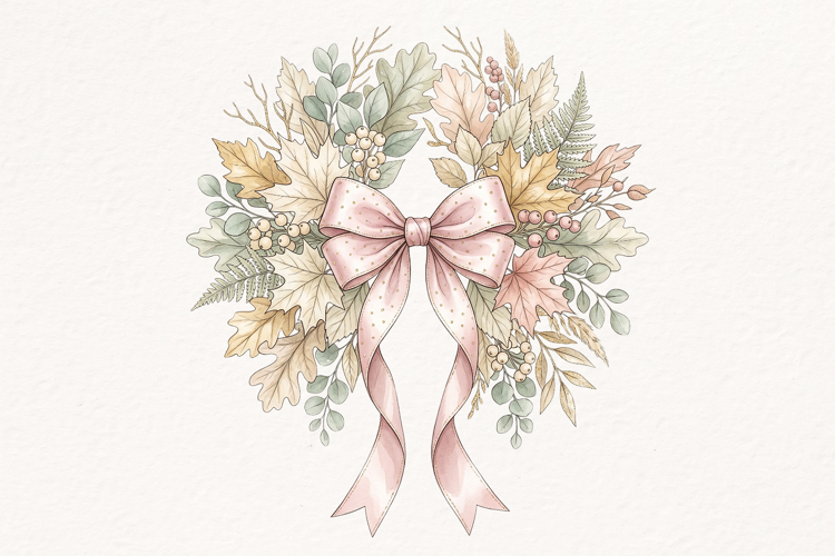 Pastel Autumn Wreath PNG