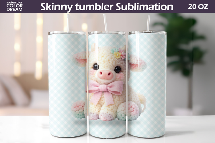 Pastel Baby Cow Tumbler Wrap | Cute Calf Tumbler
