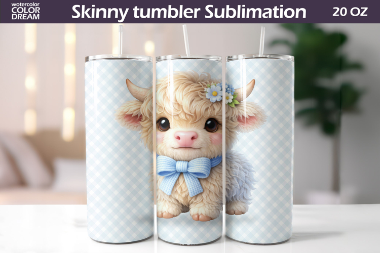 Pastel Baby Highland Cow Tumbler Wrap | Cute Cow Tumbler