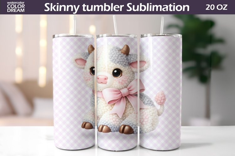 Pastel Baby Cow Tumbler Wrap | Cute Calf Tumbler