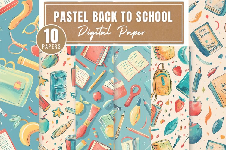 Pastel Back to School Digital Paper Bundle