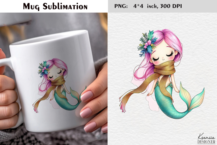 Pastel Cozy Christmas Mermaid|Cute Merry Christmas Mug