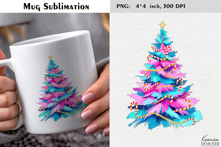 Pastel Cozy Christmas Tree|Merry Christmas Mug Sublimation