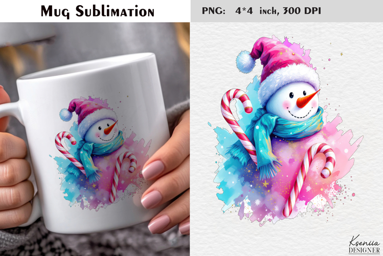 Pastel Cozy Christmas Snowman|Merry Christmas Mug Sublimatio
