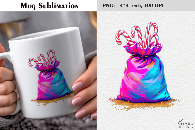 Pastel Cozy Christmas Santa Sack|Merry Christmas Mug Sublima