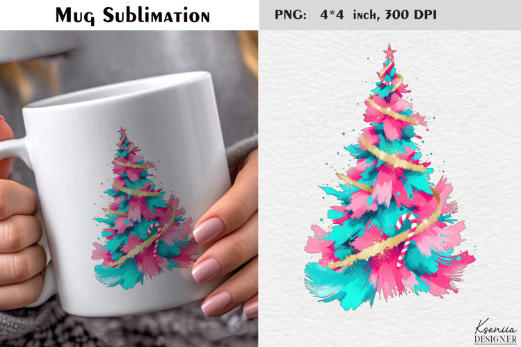 Pastel Cozy Christmas Tree|Merry Christmas Mug Sublimation