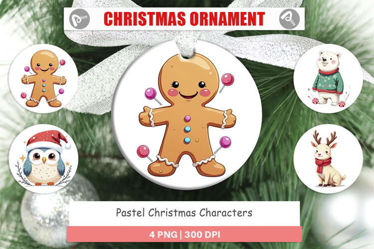 Ornament Pastel Christmas Characters