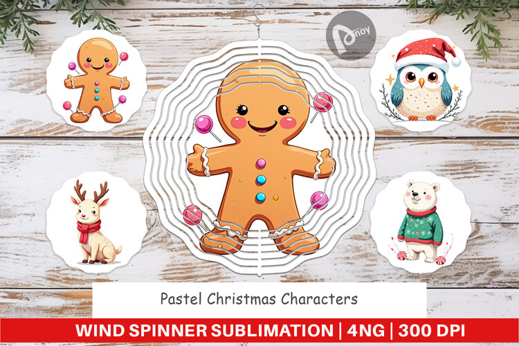 Wind Spinner Pastel Christmas Characters example image 1