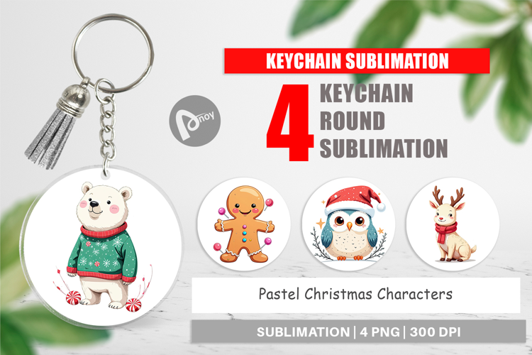 Keychain Pastel Christmas Characters