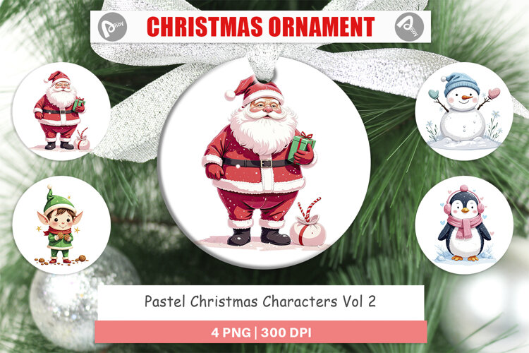 Ornament Pastel Christmas Characters example image 1