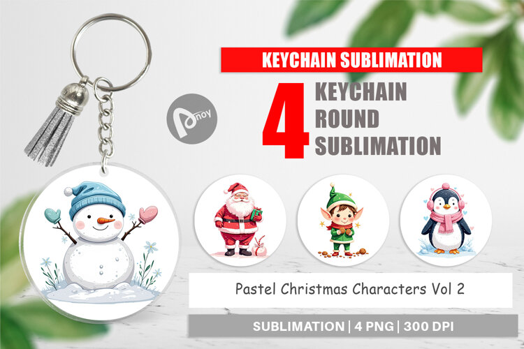 Keychain Pastel Christmas Characters example image 1