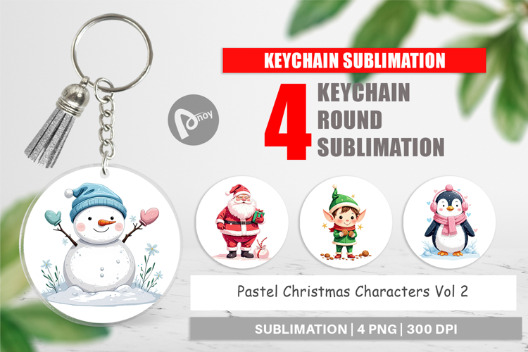 Keychain Pastel Christmas Characters