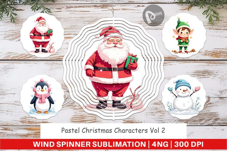 Wind Spinner Pastel Christmas Characters