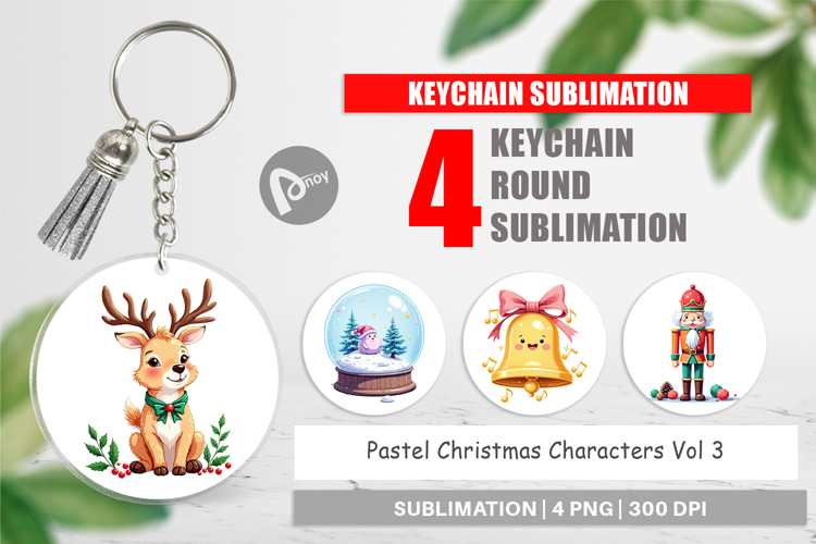 Keychain Pastel Christmas Characters