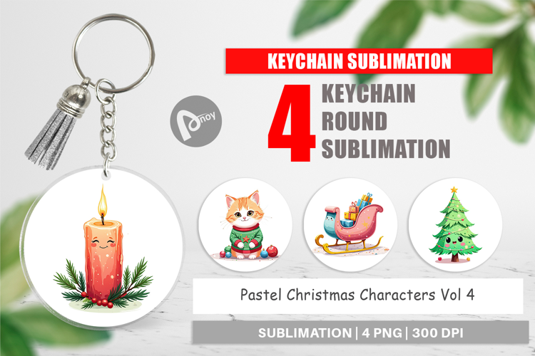 Keychain Pastel Christmas Characters