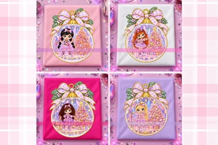Pastel Christmas Girls PNG Chibi Ornament Designs