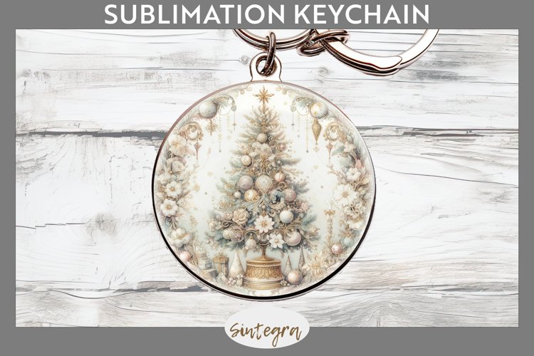 Pastel Christmas Tree v1 Round Keychain Sublimation
