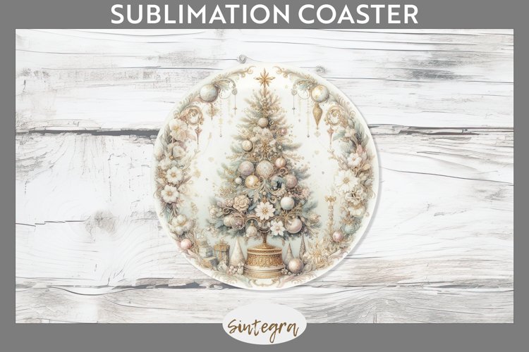 Pastel Christmas Tree v1 Round Coaster Sublimation example image 1