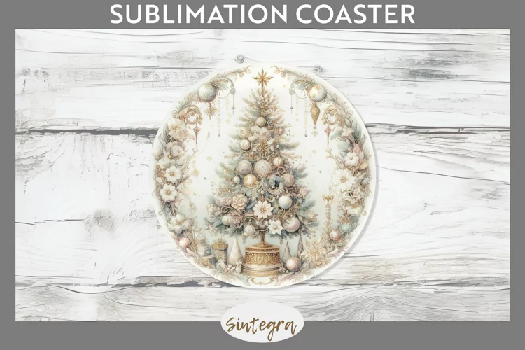 Pastel Christmas Tree v1 Round Coaster Sublimation