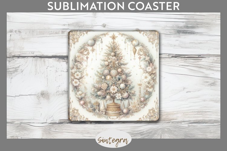 Pastel Christmas Tree v1 Square Coaster Sublimation