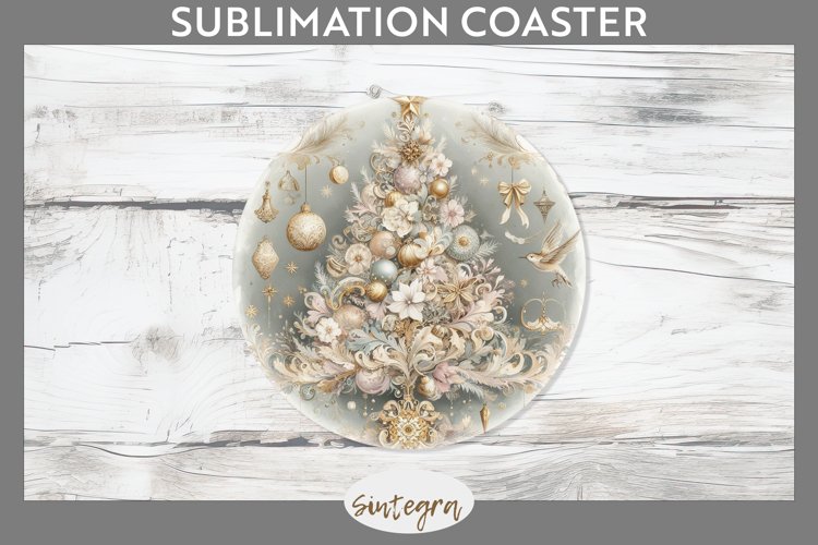 Pastel Christmas Tree v2 Round Coaster Sublimation example image 1