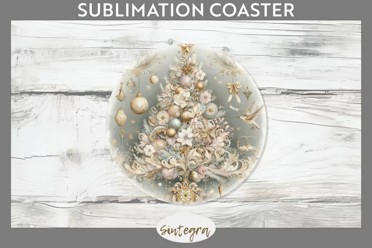 Pastel Christmas Tree v2 Round Coaster Sublimation