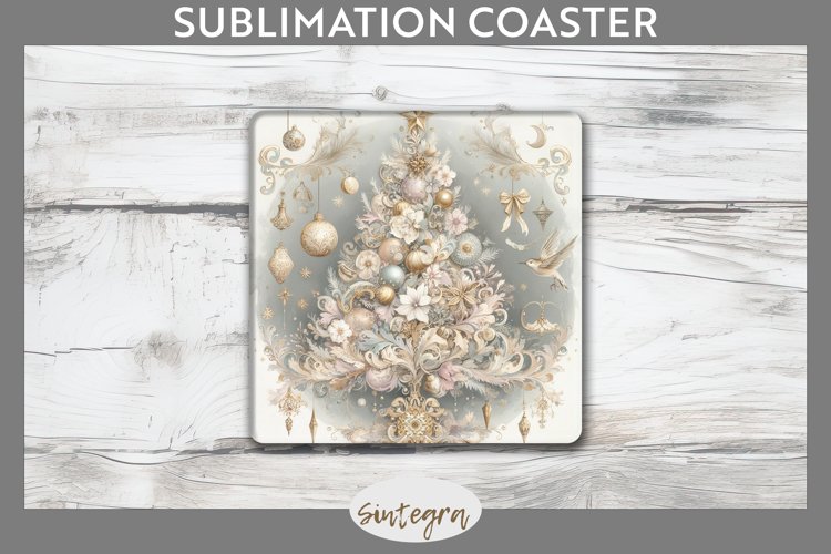 Pastel Christmas Tree v2 Square Coaster Sublimation example image 1