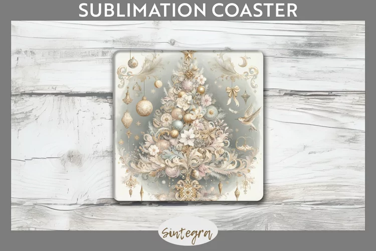 Pastel Christmas Tree v2 Square Coaster Sublimation
