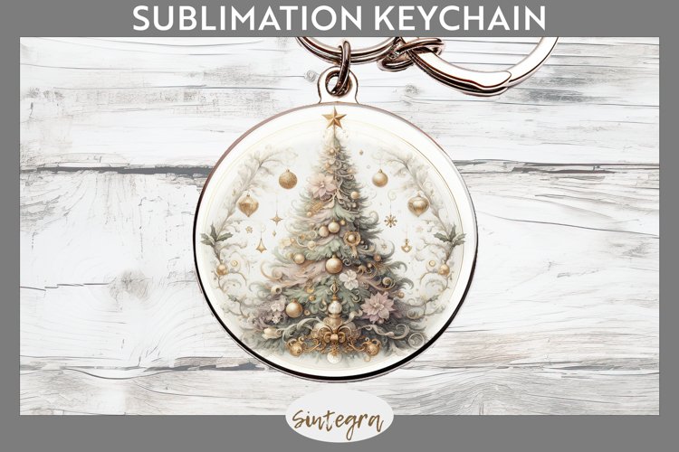 Pastel Christmas Tree v3 Round Keychain Sublimation