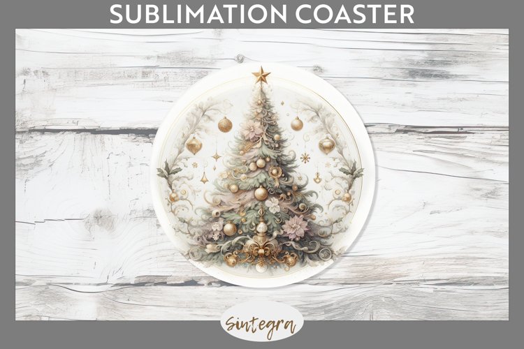 Pastel Christmas Tree v3 Round Coaster Sublimation