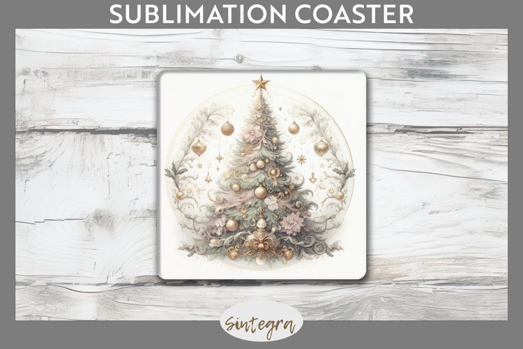 Pastel Christmas Tree v3 Square Coaster Sublimation