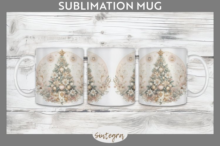 Pastel Christmas Tree v4 Mug Wrap Sublimation example image 1