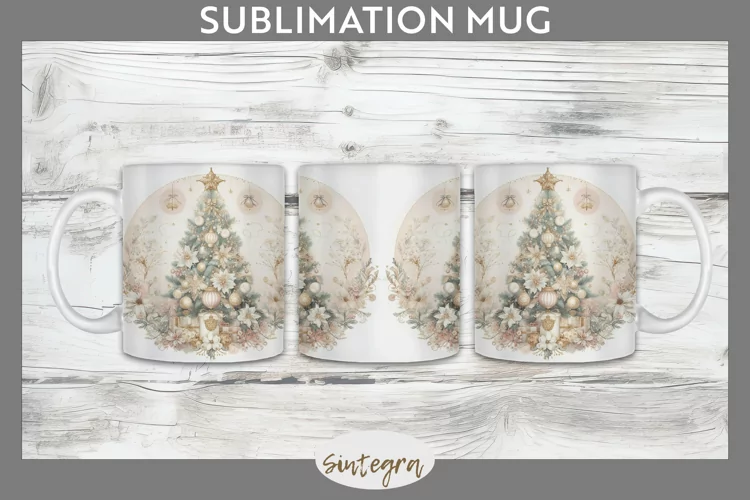 Pastel Christmas Tree v4 Mug Wrap Sublimation