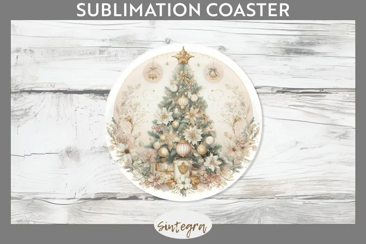 Pastel Christmas Tree v4 Round Coaster Sublimation