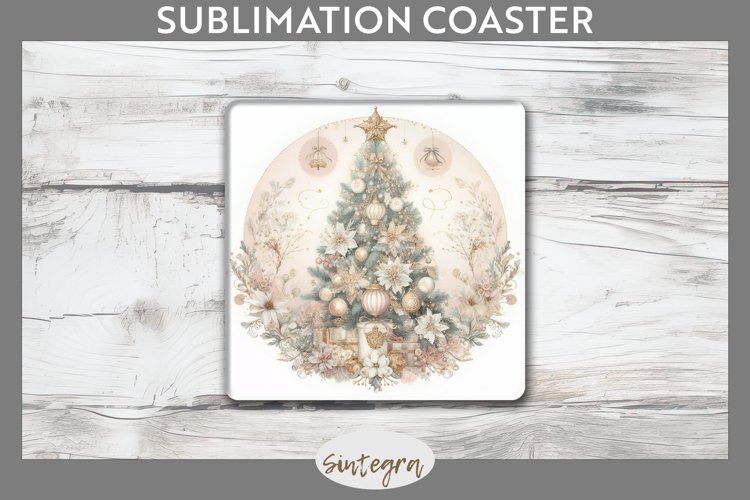 Pastel Christmas Tree v4 Square Coaster Sublimation example image 1