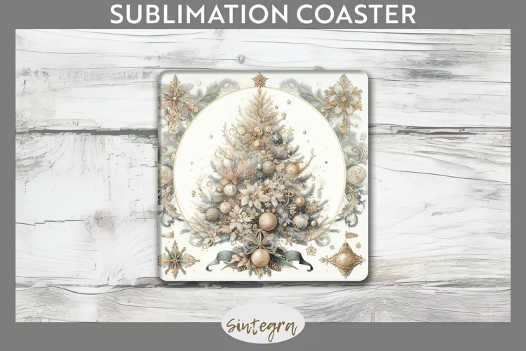 Pastel Christmas Tree v5 Square Coaster Sublimation