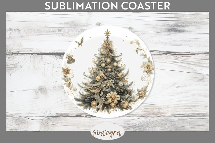Pastel Christmas Tree v6 Round Coaster Sublimation example image 1