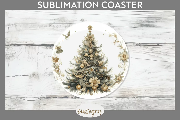 Pastel Christmas Tree v6 Round Coaster Sublimation
