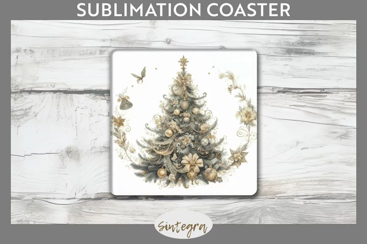 Pastel Christmas Tree v6 Square Coaster Sublimation