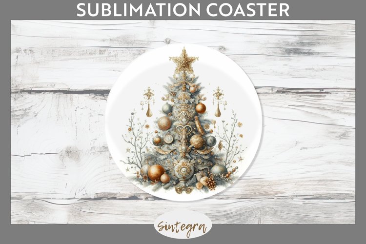 Pastel Christmas Tree v7 Round Coaster Sublimation example image 1