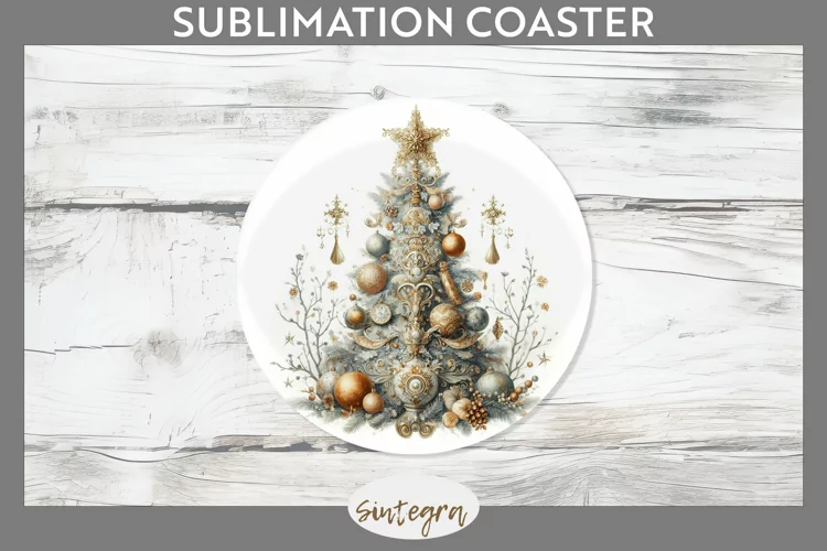 Pastel Christmas Tree v7 Round Coaster Sublimation