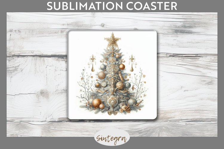 Pastel Christmas Tree v7 Square Coaster Sublimation example image 1