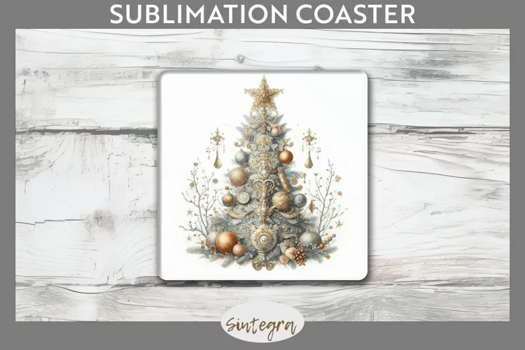 Pastel Christmas Tree v7 Square Coaster Sublimation