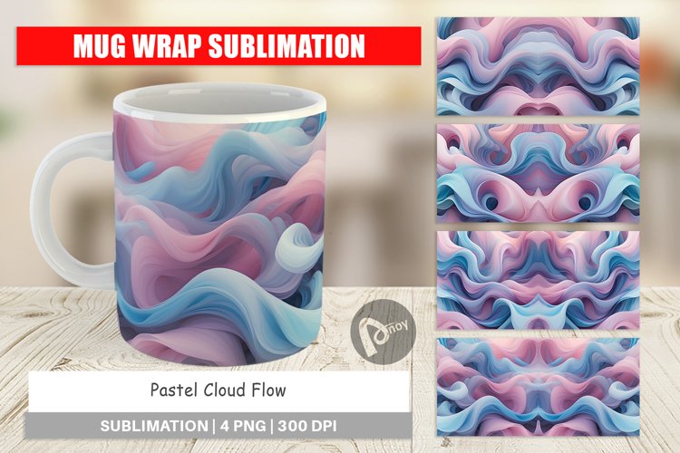 Mug Wrap Design Pastel Cloud Flow