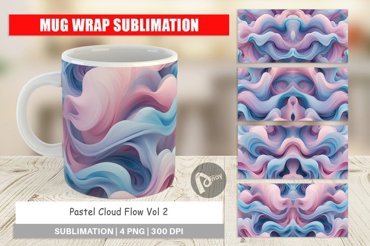 Mug Wrap Design Pastel Cloud Flow