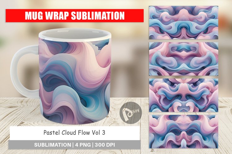 Mug Wrap Design Pastel Cloud Flow